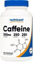 Nutricost Caffeine Pil 100mg Per Serving, 250 Capsules