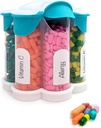 Extra Large Pill Organizer Daily, Weekly, Monthly Suplement Bottle, Cute Blossom Pill Dispenser dengan 7 XL Kompartemen, Easy- Open Pill Box for Vitamin, Medications, Label Included (Teal)