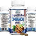 Cinnamon Ceylon Organik - 1000mg per Serving, Sertifikasi Persediaan Kayu Sejati Organik, antioksidan, Absorpsi Cepat - 60 Tablet