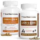 Jamur asli Cordyceps untuk Manusia (120ct) dan Lions Mane untuk Pets (120ct) - Bundle for Energy, Vitalitas & Cognition - Vegan, Non-GMO, Gluten- Free, Grain- Free Mushroom Extraction Suplemen