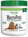 MacroLife Communals Macrots Greens Superfood Suplement Topder for Dog Cat Small Mammal, Natural Nost Boost Provention Enzymes Vitamin E - Ammune Gut Health & Energy - 6.35oz