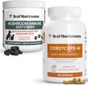 Jamur asli Cordyceps untuk Manusia (120ct) & Mushroom Ammune Pet Chews (60ct) - Bundle for Energy, Vitalitas & Imunity - Ashwagandha, Astragalus & More - Vegan, Non-GMO, Gluten- Free, Grain- Free