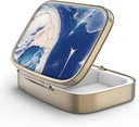 Pill Case Pill Box dengan Mirror Retro 2 Kompartemen Kasus Pill Kecil untuk Kotak Pill Purse atau Pocket Bronze Rectangular atau Vitamin, Minyak Ikan, Suplemen, Pill Containe Travel Gifts Catect