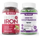 Iron Suplemen Vegan NEVISS, Gentl Iron + Sugar Free Nicotinamide de 500mg Gummies