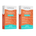 Omax3 Prebiotic & Probiotic 50 Miliar CFU + Chicory Inulin, 10 Strain, Reduce Bloating, Dibuble, SIBO, Leaky Gut, Vaginal pH, Acighoilius, Vegan, Dairy Free, Glurten Free, Blister Packing (2 Pack)