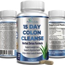 Hari ke-15 Colon Cleanse dan Detox, Herbal Detox Formula, Supports Weight Los, Pelestation - Boosts Energy. Flush Toxins, Natural Safe Colon Cleanser for Men and Women - 30 Capsules