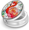 Pill Box-3 Kompartemen Kasus Kecil Pill untuk Purse & Pocket Mini Metal Pill Travel Container untuk menahan Suplemen Vitamin BPA- Free (Flamingo)