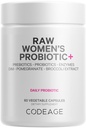 Codeage Raw Women 's Probiotic + Suplement - 34 Prototic Strains, 100 Milyar CFU, Digetical Enzymes, Prebiotic Blend, DIM, Herbal Extracts, Phytonutrients - Non-GMO - 30 Capsules
