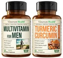 Vimerson Health Men 's Multivitamin + Turmeric Curcumin dengan Black Pepper Extract Bundle. Dukungan Gabungan dan Kebal, Bantuan Ketidaknyamanan, Properti Antioksidan bagi-Nya