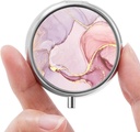 Kotak Pil Kecil, Kotak Pil Kecil, Kotak Pil Portabel, Penyelenggara Pil Lucu untuk Vitamin, Obat-obatan, Minyak Ikan dan Suplemen (Pink Marble)