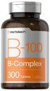 Horbäach Vitamin B-100 Kompleks 124; 100% dari Nilai Harian 124; 300 Tablet 12.4; Vegetarian, Non-GMO, dan Gluten Free Supplemen