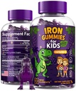 Iron Dinosaur Gummies for Kids with Vitamin C 124; Sugar- Free, Vegan, Gluten-Free & None-GMO 124; Anemia Relief, Energy & Blood Health Dukung 126; Grape Flavor, Pectin- Based for Optimal Health
