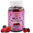 Multivitamin Jelly Beans - Disajikan Vitamin Kimmy dengan Zinc untuk Anak-anak - Dukungan Imunium Suplemen - Vegetarian Multivitamin Suplemen untuk Anak-anak - 120 Berry Beans