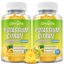 Potassium Citrate Gummies, Potasium Tinggi Tambahan Gummies 1200mg Dukungan Kram Kaki & Otot Kesehatan, untuk Dewasa & Anak-anak, Vegan, Pineapple Flavor 120 Count