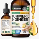 BIO KRAUTER Turmeric dan Ginger Supplement Tincture - Turmeriic Curcumin Ammune Drops - Ginger Extract with Black Pepper - Vegan Formula - 2 Fl.Oz.