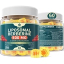 Suplemen Berberine 500mg, Sekali Harian, Lipomal Gummies dengan Cinnamon Ceylon, Bitter Melon, Banaba Leaf untuk Metabolisme Balansia, AMPK Aktivator, Absorpsi Tinggi, Sugar Free, Vegan, 60 Cts