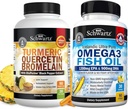 Turmeric Quercetin dengan Tambahan Bromelain (1 Bulan Supply) Ditambah Triple Kekuatan Omega 3 Ikan Softgels (Persediaan 1 Bulan)