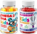 DR. MORITZ Cardio & Imune Boost Duo - Anak Omega 3 Gummies (90 Cacah) dengan Elderberry Gummies untuk Anak (60 Cacah)