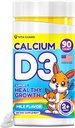 Kalsium D3 Dapat Dicuci Tablet untuk Anak - 640 mg Kalsium & 320 IU Vitamin D3 - Non-GMO, Milk Flavor - Bone & Teeth Supplemen - 90 Tablet untuk Halaman 2 +