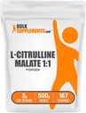 BulkSuplements.com L-Citrulline Malate 1: 1 Powder - Citruline Powder, Amino Acid Suplement - Unfetatened & Gluten Free - 3g per pelayan, 500g (1,1 lbs) (Paket 1)