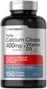 Horbäach Calcium Citrate dengan Vitamin D3 124; 150 Petite berlapis Caplets; Tambahan untuk Pria dan Wanita; Vegetarian, Non-GMO & Gluten Bebas