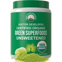 Peak Performance Unsweetened Organic Greens Superfood Powder Super Greens Powder with 25 + Organic Ingrediment for Max Energy and Athletic Performance. Vegan Keto Green Juice Daily Drink