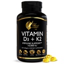Cocvez March N.M.D Vitamin D3 + K2 10,000 IU - Suplemen Potency Tinggi bagi Perempuan & Men, Hammune Dukungan, Bone & Joint Health - Free, Non-GMO, 4 Bulan Supply, 250 mcg D3, 180 mcg of Vitamin K2