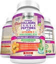 FRESH HEALTHCARE Multi Collagen Pills with Type I, II, III, V & X Peptides with Vitamin C, Hyaluronic Acid - Menyediakan Rambut sehat, Skin, Nails dan Joints - 120 Kosher Capsules