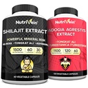Nutrivena Premium Shilajit Kapsules dan Fadogia Agrestis Suplemen Bundle: Shilajit yang kuat untuk Perempuan dan Pria + Fadogia Agrestis dengan Tongkat Ali Suplemen Performance, Endurance, & Vitalitas