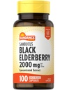 Sundance Sambucus Black Elderberry Capsules 124; 2000mg 124; 100 Count 124; Non- GMO dan Gluten Free Suplemen