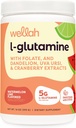 Wellah L- Glutamine Powder Semangka (50 Pelayan) - 5g L- Glutamine Per Serving, Dipermanis dengan Stevia