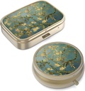Kotak Pill Case Pil Pill dengan Case Retro Kecil Purse atau Pocket Bronze Pill Box atau Vitamin, Minyak Ikan, Suplemen, Hadiah Perjalanan Containe Pil KB: 2PCS