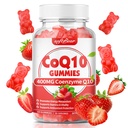 Softbear CoQ10 Gummies 400mg Coenzim Q10 Suplemen untuk Dewasa, Tinggi Absorpsi coq10 plus Omega-3, Magnesium, Vitamin B3 & Zinc untuk Cellular Energy & Antioksidant, Strawberry Flavor 60 Count