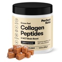 Perfect Keto Collagen Peptides Protein Powder with MCT Oil, Hydrolyzed Collagen, Type I & III Suplement, Gluten Free Grass Fed, Low Carb, Keto Coffee Creamer, Collagen for Women & Men, Salted Caramel