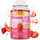 Vitamin B12 Gummies for Women & Men, 5000mcg Metyl B12 Gummies dengan Vitamin B6, D3, Besi, Membandingkan untuk Dewasa, Mendukung Energi & Metabolisme Boost, Mood, Imune & Gugup Sistem, Sugar Free Strawberry
