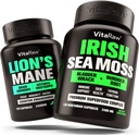 Limons Mane Mushroom + Irish Sea Moss - Brain Booster Memory & Energy + Ammune Dukungan, Gabungan & Thyroid dan Gut Health