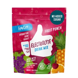FlavCity Fruit Punch Electrolytes Powder Packet - 28 Hidration Packets - No Added Sugar - Hidration Powder with Real Fruit & Unfux Sea Salt - Keto & Gluten- Free (28 Stick Packs)