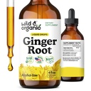 Wild & Organic Ginger Root Extract Drops - Immune & Digetical Suplemen - Liquid Ginger Suplemen - Vegan, Sugar & Alcohol- Free Tincture - 4 fl oz
