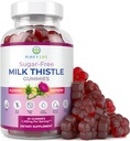 Sugar-Free Milk Thistle Gummies for Liver Cleanse Detox & Repair (Natural Blueberry- Raz Flavor) Cardo Mariano, Cleansing Milk Thistle Supplemen, Antioksidant Dukungan, Vegan, menggantikan Pil & Capsules