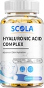 SCOLA Hyaluronic Acids Capsules - 250mg HA + 10,000mcg Biotin, 60 Vegan Capsules 12.4; Deep Hidration, Hair & Nail Dukung 124; Non-GMO Formula