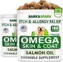 BARK & SPARK Omega 3 untuk Dogs - 360 Fish Oil Treats for Dog Shedding, Skin Allergy, Itch Relief, Hot Spot Treatment - Joint Health - Skin and Coat Supplement - EPA & DHA Fatty Accids - Salmon Oil