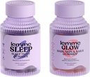 Lemme Sleep & Glow Bundle - Sleep Gummies, a Drug-Free Nighttime Aid & Glow Biotin & Collagen Hair Gummies untuk Strong, Tebal Hair & Reduced Shedding - Gluten / Gelatin Free, NON-GMO - 60 Ct.