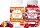 Lunakai Vitamin E dan Biotin Gummies Bundle - 3000 mcg Gummies untuk Dukungan Energi Dewasa dan Kesehatan Tulang - Vitamin untuk Rambut, Skin dan Penampilan Anak-Anak