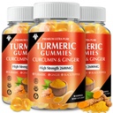 Turmeric Curcumin Gummies (3 Pack) - Supplemen Curcumin Turmeric dengan Ginger & Black Pepper Gummies untuk Hammune Muscle Dukungan Heally Skin - Vegan, Gluten Free, Low Sugar - untuk Dewasa