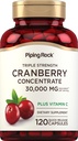 Piping Rock Cranberry Pills 12.4; 120 Capsules 124; Suplemen untuk Perempuan & Men & 4; Triple Power Extract Plus Vitamin C 124; Non-GMO, Gluten Free