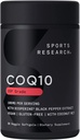Sports Research CoQ10 (100mg) Enhanced w / Coconut Oil & Bioperine (Black Pepper) for Better Absorpsi 124; Vegan, Non-GMO Verifikasi (30 Veggie Softgels)