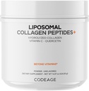 Codeage Lipomal Collagen Peptides Powder + Vitamin C & Quercetin, Phospholipid Complex, Grass-Fed Pasture- Raised Hydrolyzed Collagen Type I & III Supplemen All- inone, Non-GMO, 14.97 oz