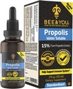 BEE dan Anda 15% Pure Propolis Water Soluble Extract - Tinggi Potency - Zero Sugar - Zero Calorie - Natural Ammune Support & Sore Throat Relief Antioksidants, Keto, Paleo, Gluten- Free, 1 Fl Oz