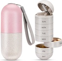 Zannaki 2 dalam 1 Pill Organizer dengan Cutter, Grain Fiber Cell Kasus Besar Kompartemen Magnetic Lock, BPA Free Travel Mendaki Kotak Pil 7 untuk menahan Pil, Vitamin, Minyak Ikan, Suplemen