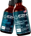 E2H: Suplemen Dukungan Hati dan Turkey Tail Mushroom Ekstrak 124; Vegan, Non-GMO - 2 Fl Oz Setiap (4 Fl Oz Total) - Bundle
